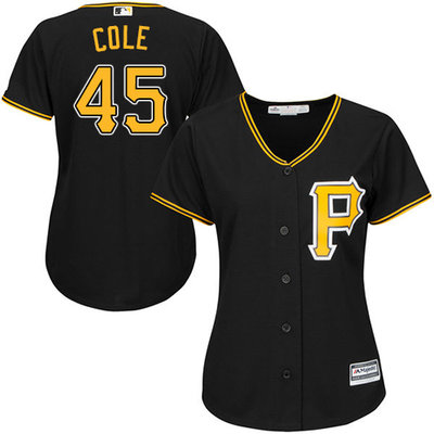 Pirates #45 Gerrit Cole Black Alternate Women's Stitched MLB Jersey