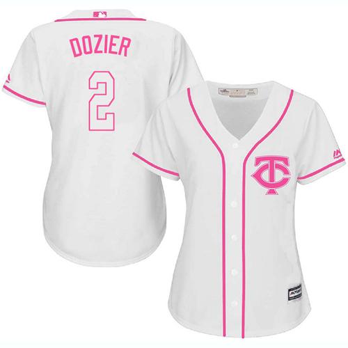 Twins #2 Brian Dozier White Pink Fashion Women's Stitched MLB Jersey Twins #2 Brian Dozier White Pink Fashion Women's Stitched MLB Jersey
