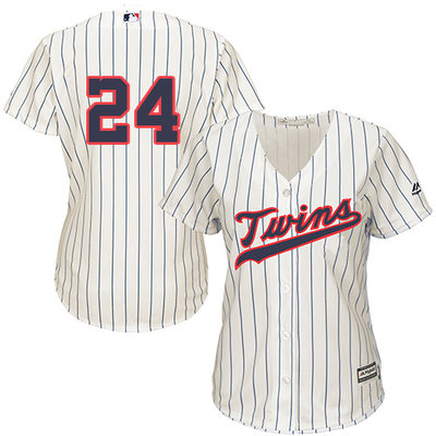 Twins #24 Trevor Plouffe Cream Strip Alternate Women's Stitched MLB Jersey Twins #24 Trevor Plouffe Cream Strip Alternate Women's Stitched MLB Jersey