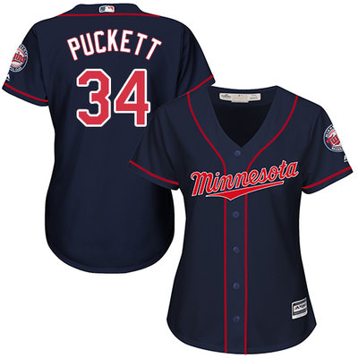 Twins #34 Kirby Puckett Navy Blue Alternate Women's Stitched MLB Jersey Twins #34 Kirby Puckett Navy Blue Alternate Women's Stitched MLB Jersey
