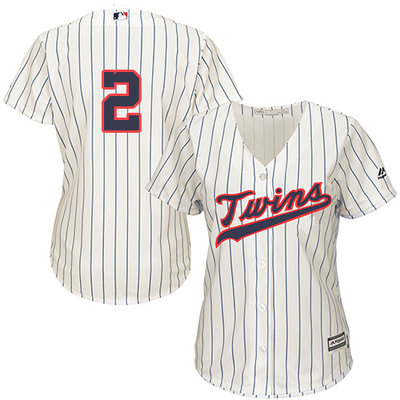 Twins #2 Brian Dozier Cream Strip Alternate Women's Stitched MLB Jersey Twins #2 Brian Dozier Cream Strip Alternate Women's Stitched MLB Jersey