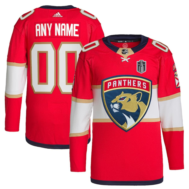 Men's Florida Panthers Custom Red 2024 Stanley Cup Final Patch Stitched Jersey Men's Florida Panthers Custom Red 2024 Stanley Cup Final Patch Stitched Jersey
