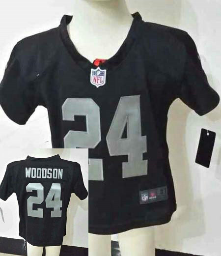 Kids Charles Woodson Oakland Raiders #24 Black Stitched Nike Jersey