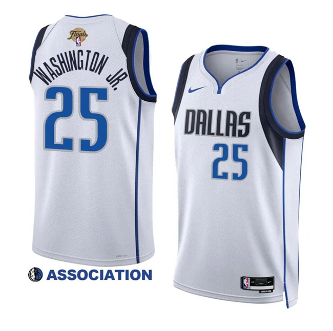 Men's Dallas Mavericks #25 P.J. Washington Jr. White 2024 Finals Association Edition Stitched Basketball Jersey Men's Dallas Mavericks #25 P.J. Washington Jr. White 2024 Finals Association Edition Stitched Basketball Jersey