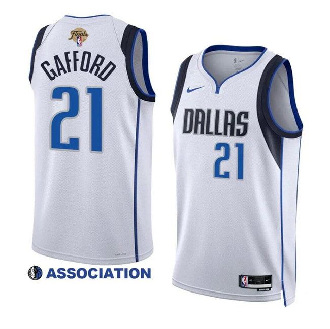 Men's Dallas Mavericks #21 Daniel Gafford White 2024 Finals Association Edition Stitched Basketball Jersey Men's Dallas Mavericks #21 Daniel Gafford White 2024 Finals Association Edition Stitched Basketball Jersey