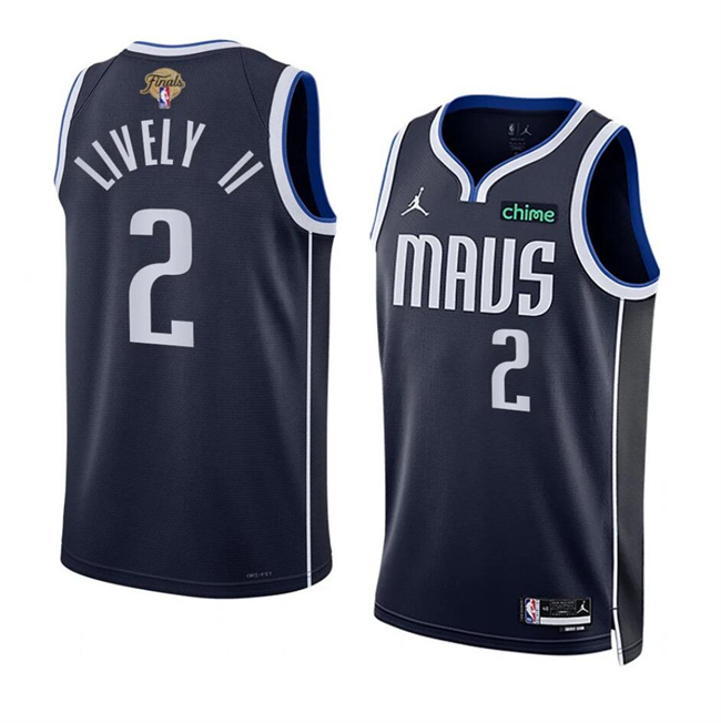 Men's Dallas Mavericks #2 Dereck Lively II Navy 2024 Finals Statement Edition Stitched Basketball Jersey Men's Dallas Mavericks #2 Dereck Lively II Navy 2024 Finals Statement Edition Stitched Basketball Jersey