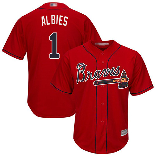 Braves #1 Ozzie Albies Red Cool Base Stitched Youth Baseball Jersey Braves #1 Ozzie Albies Red Cool Base Stitched Youth Baseball Jersey