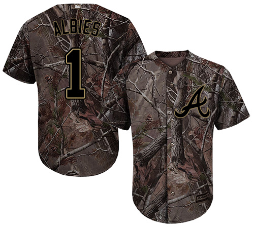 Braves #1 Ozzie Albies Camo Realtree Collection Cool Base Stitched Youth Baseball Jersey Braves #1 Ozzie Albies Camo Realtree Collection Cool Base Stitched Youth Baseball Jersey