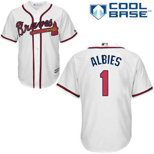 Braves #1 Ozzie Albies White Cool Base Stitched Youth Baseball Jersey Braves #1 Ozzie Albies White Cool Base Stitched Youth Baseball Jersey