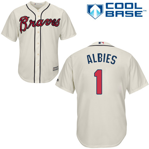 Braves #1 Ozzie Albies Cream Cool Base Stitched Youth Baseball Jersey Braves #1 Ozzie Albies Cream Cool Base Stitched Youth Baseball Jersey