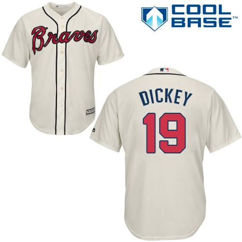 Braves #19 R.A. Dickey Cream Cool Base Stitched Youth MLB Jersey Braves #19 R.A. Dickey Cream Cool Base Stitched Youth MLB Jersey