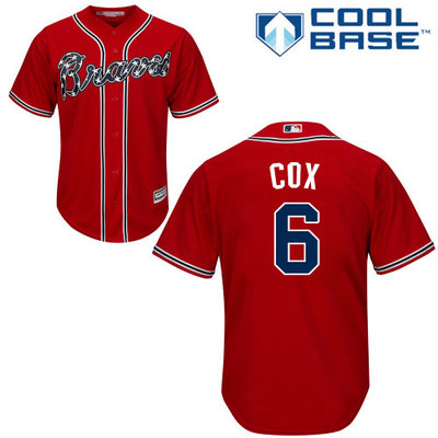 Braves #6 Bobby Cox Red Cool Base Stitched Youth MLB Jersey Braves #6 Bobby Cox Red Cool Base Stitched Youth MLB Jersey
