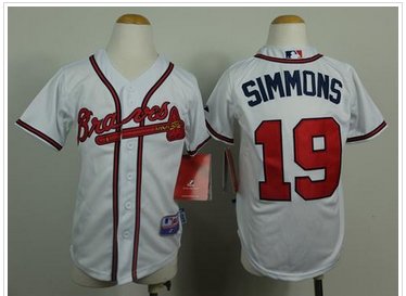 Youth Atlanta Braves #19 Andrelton Simmons White Cool Base Baseball Jersey Youth Atlanta Braves #19 Andrelton Simmons White Cool Base Baseball Jersey