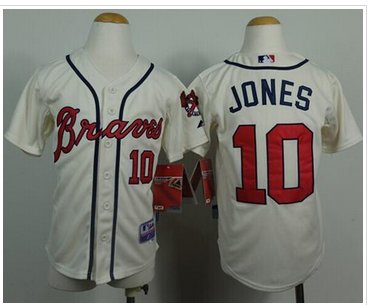 Youth Atlanta Braves #10 Chipper Jones Cream Cool Base Baseball Jersey Youth Atlanta Braves #10 Chipper Jones Cream Cool Base Baseball Jersey