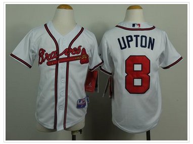 Youth Atlanta Braves #8 Justin Upton White Cool Base Baseball Jersey Youth Atlanta Braves #8 Justin Upton White Cool Base Baseball Jersey