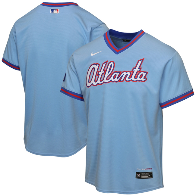 Youth Atlanta Braves Blank Powder Blue 2026 City Connect Stadium Stitched Baseball Jersey Youth Atlanta Braves Blank Powder Blue 2026 City Connect Stadium Stitched Baseball Jersey