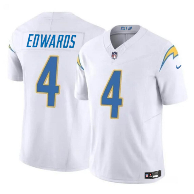 Youth Los Angeles Chargers #4 Gus Edwards White 2024 F.U.S.E Vapor Untouchable Limited Stitched Jersey Youth Los Angeles Chargers #4 Gus Edwards White 2024 F.U.S.E Vapor Untouchable Limited Stitched Jersey