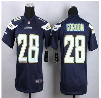 Youth New Chargers #28 Melvin Gordon Navy Blue Team Color Stitched NFL New Elite jersey
