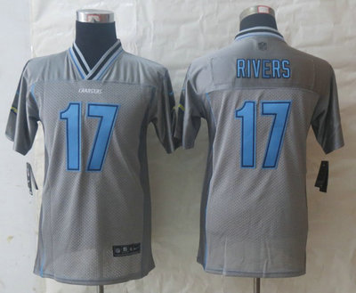 Youth NEW San Diego Charger #17 Philip Rivers Grey Vapor Elite Jerseys Youth NEW San Diego Charger #17 Philip Rivers Grey Vapor Elite Jerseys