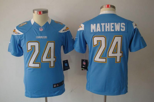 Youth San Diego Chargers 24 Ryan Mathews Lt.Blue Jerseys