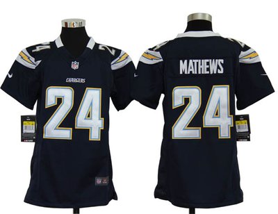 Youth Nike San Diego Chargers 24# Ryan Mathews Dark Blue Jerseys