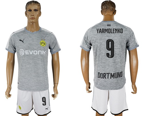 Dortmund #9 Yarmolenko Grey Soccer Club Jersey Dortmund #9 Yarmolenko Grey Soccer Club Jersey
