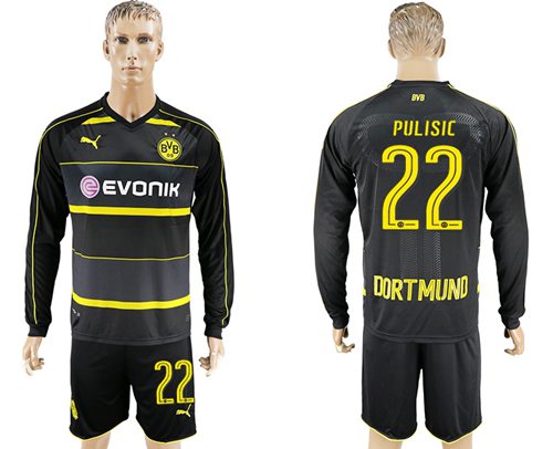 Dortmund #22 Pulisic Away Long Sleeves Soccer Club Jersey Dortmund #22 Pulisic Away Long Sleeves Soccer Club Jersey
