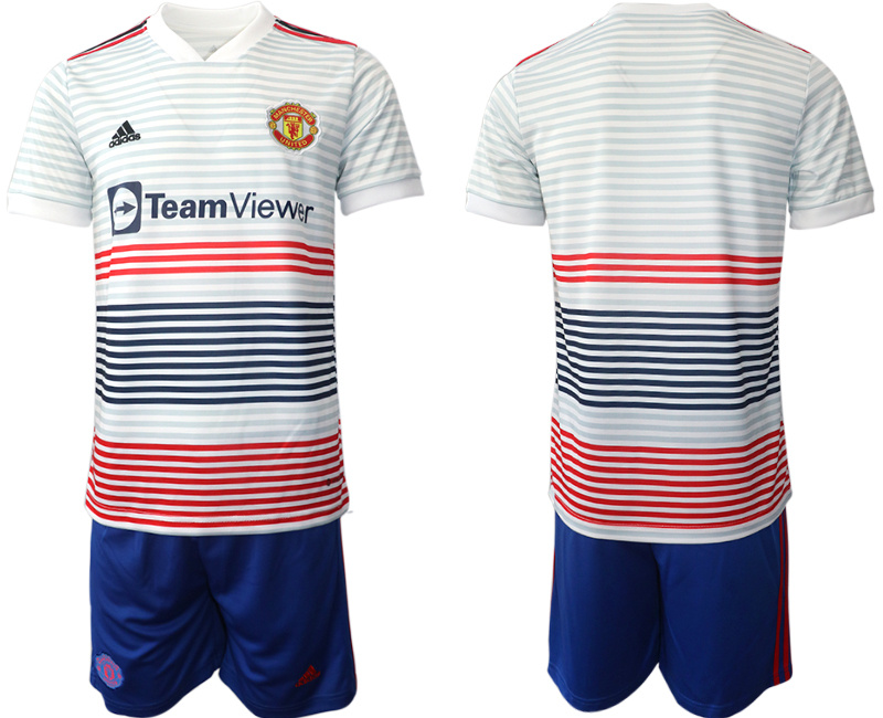 Men's Manchester United Blank 22 23 White Away Soccer Jersey Suit