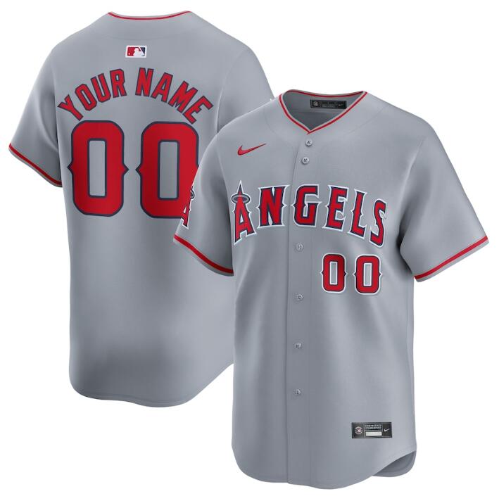 Men's Los Angeles Angels Active Player Custom Gray Away Limited Stitched Baseball Jersey Men's Los Angeles Angels Active Player Custom Gray Away Limited Stitched Baseball Jersey