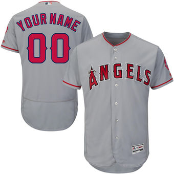 Men's Los Angeles Angels of Anaheim Majestic Road Gray Flex Base Authentic Collection Custom Jersey Men's Los Angeles Angels of Anaheim Majestic Road Gray Flex Base Authentic Collection Custom Jersey