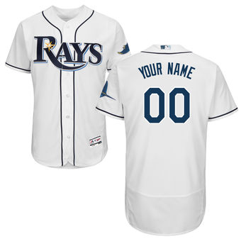 Men's Tampa Bay Rays Majestic Home White Flex Base Authentic Collection Custom Jersey Men's Tampa Bay Rays Majestic Home White Flex Base Authentic Collection Custom Jersey