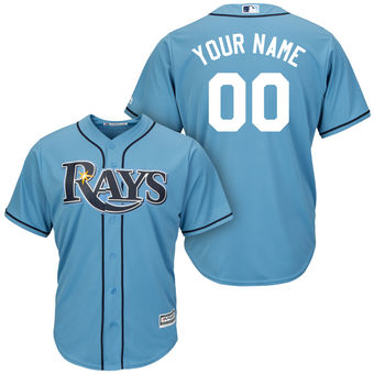 Men's Tampa Bay Rays Majestic Light Blue Cool Base Custom Jersey Men's Tampa Bay Rays Majestic Light Blue Cool Base Custom Jersey