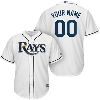 Men's Tampa Bay Rays Majestic White Cool Base Custom Jersey Men's Tampa Bay Rays Majestic White Cool Base Custom Jersey