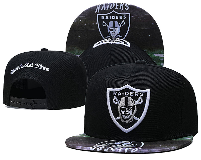 Raiders Team Logo Black Mitchell & Ness Adjustable Hat LH Raiders Team Logo Black Mitchell & Ness Adjustable Hat LH