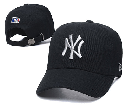 Yankees Team Silver Logo Black Peaked Adjustable Hat TX Yankees Team Silver Logo Black Peaked Adjustable Hat TX