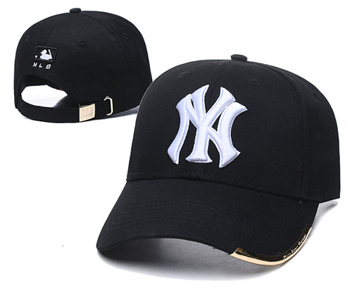 Yankees Team White Logo Black Peaked Adjustable Hat TX Yankees Team White Logo Black Peaked Adjustable Hat TX