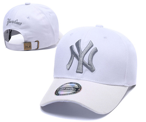 Yankees Team Logo White Peaked Adjustable Hat SG Yankees Team Logo White Peaked Adjustable Hat SG