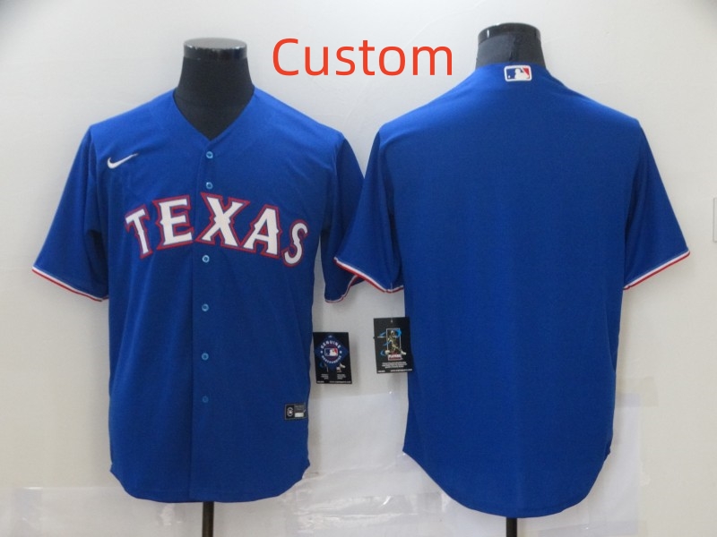 Custom Nike Men's Texas Rangers Blue Cool base Jersey Custom Nike Men's Texas Rangers Blue Cool base Jersey