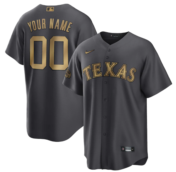 Men's Texas Rangers Active Player Custom 2022 All-Star Charcoal Cool Base Stitched Baseball Jersey Men's Texas Rangers Active Player Custom 2022 All-Star Charcoal Cool Base Stitched Baseball Jersey