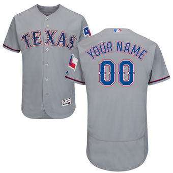 Men's Texas Rangers Majestic Road Gray Flex Base Authentic Collection Custom Jersey Men's Texas Rangers Majestic Road Gray Flex Base Authentic Collection Custom Jersey