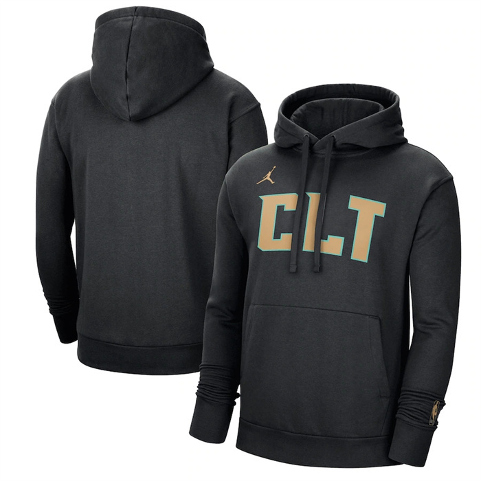 Men's Charlotte Hornets Black 2022 23 City Edition Essential Pullover Hoodie