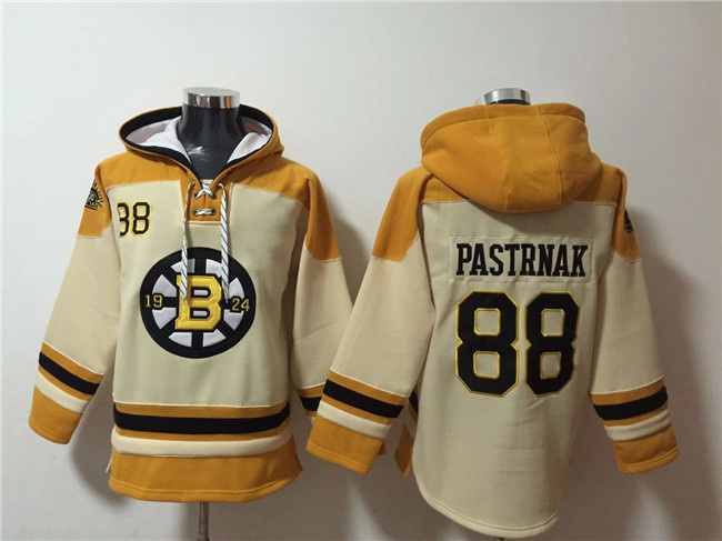 Men's Boston Bruins #88 David Pastrnak Cream Ageless Must-Have Lace-Up Pullover Hoodie Men's Boston Bruins #88 David Pastrnak Cream Ageless Must-Have Lace-Up Pullover Hoodie