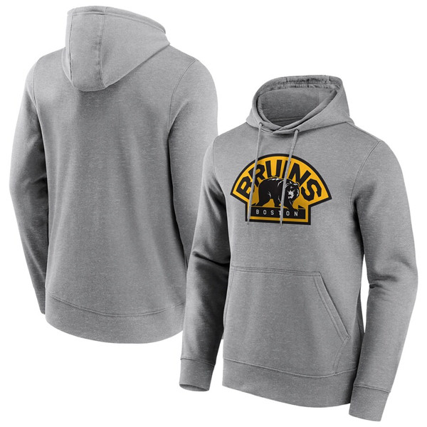 Men's Boston Bruins Grey Iconic Secondary Colour Logo Graphic Hoodie Men's Boston Bruins Grey Iconic Secondary Colour Logo Graphic Hoodie
