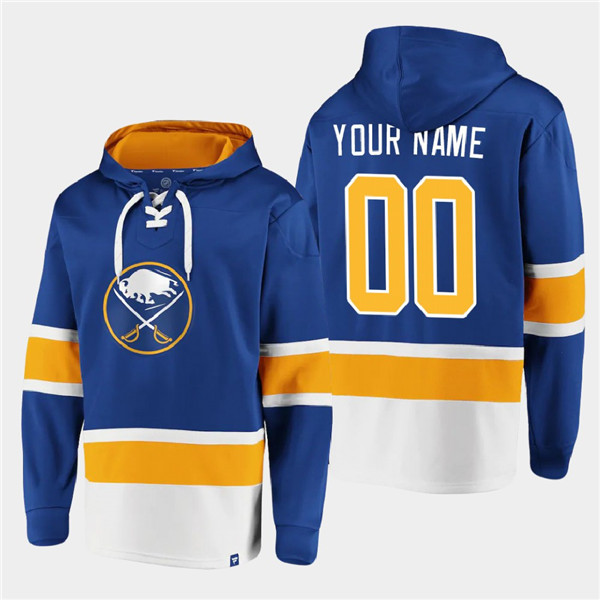 Men's Buffalo Sabres Active Player Custom Royal Ageless Must-Have Lace-Up Pullover Hoodie Men's Buffalo Sabres Active Player Custom Royal Ageless Must-Have Lace-Up Pullover Hoodie