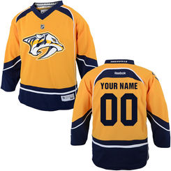Reebok Nashville Predators Youth Replica Home Custom Jersey - Gold Navy Blue