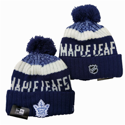 Maple Leafs Team Logo Navy Wordmark Cuffed Pom Knit Hat YD Maple Leafs Team Logo Navy Wordmark Cuffed Pom Knit Hat YD