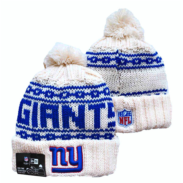 Giants Team Logo Pom Cuffed White Knit Hat YD