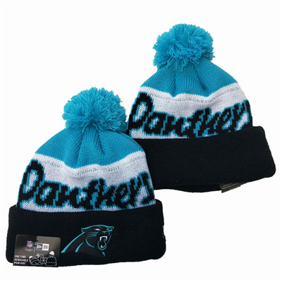Panthers Team Logo Navy Royal Pom Knit Hat YD Panthers Team Logo Navy Royal Pom Knit Hat YD