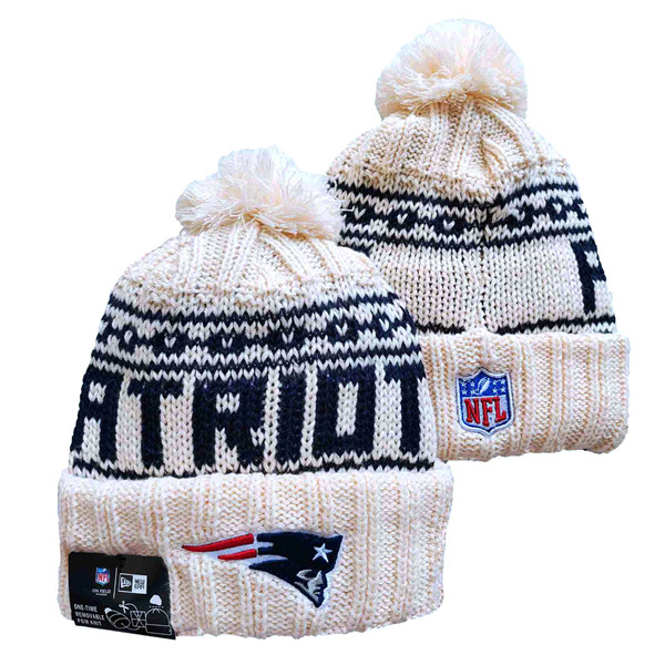 Patriots Team Logo Pom Cuffed White Knit Hat YD Patriots Team Logo Pom Cuffed White Knit Hat YD