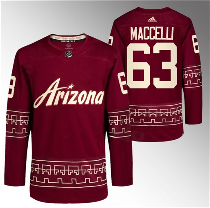 Men's Arizona Coyotes #63 Matias Maccelli Garnet Alternate Pro Jersey Men's Arizona Coyotes #63 Matias Maccelli Garnet Alternate Pro Jersey